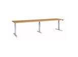 Schäfer Shop Select Schreibtisch ERGO-T 2.0 Big, elektr. höhenverstellbar, Rechteck, T-Fuss, B 3200 x T 800 x H 640-1300 mm, Buche/weissalu