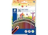 Buntstifte Staedtler Noris® colour 185, HB, 6-Kant, rutschfest & bruchfest, PEFC®-zertifiziertes WOPEX-Material, farbsortiert, 36 Stück