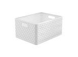 Aufbewahrungskorb Rotho COUNTRY, Volumen 28 l, Format A4+, stapelbar, ohne Deckel, L 430 x B 330 x H 215 mm, PP, weiss