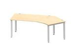 Schäfer Shop Genius Winkelschreibtisch MODENA FLEX 135°, Ansatz rechts, 4-Fuss-Quadratrohr, B 2165 mm, ahorn/weiss