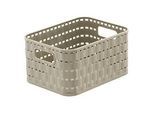 Aufbewahrungskorb Rotho COUNTRY, Volumen 2 l, Format A6, ohne Deckel, stapelbar, L 183 x B 137 x H 98 mm, PP, cappuccino