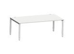 Schäfer Shop Genius Schreibtisch Modena Flex, Rechteck, 4-Fuss Rechteckrohr, B 2000 x T 1000 x H 650-850 mm, lichtgrau/weissaluminium