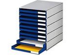styro® Schubladenbox Styroval Pro, 10 Schubladen, offen, DIN C4, Polystyrol, öko-grau/blau