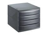Schubladenbox Rotho QUADRA, 4 geschlossene Schübe im Format A4, Griffmulden, stapelbar, L 330 x B 285 x H 320 mm, Polystyrol, anthrazit