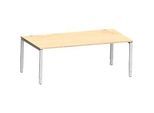 Schäfer Shop Genius Schreibtisch Modena Flex, Rechteck, 4-Fuss Rechteckrohr, B 2000 x T 1000 x H 650-850 mm, Ahorn/weissaluminium