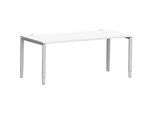 Schäfer Shop Genius Schreibtisch Modena Flex, Rechteck, 4-Fuss Rechteckrohr, B 1800 x T 800 x H 650-850 mm, weiss/weissaluminium