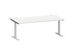 Schäfer Shop Genius Schreibtisch MODENA FLEX, T-Fuss-Rundrohr, B 2000 x T 1000 mm, lichtgrau/weissalu