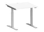 Schäfer Shop Genius Schreibtisch MODENA FLEX, T-Fuss-Rundrohr, B 800 x T 800 mm, weiss/weissalu