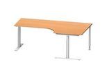 Schäfer Shop Genius Winkelschreibtisch MODENA FLEX 90°, Ansatz rechts, T-Fuss-Rundrohr, B 2000 mm, buche/weiss