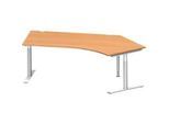 Schäfer Shop Genius Winkelschreibtisch MODENA FLEX 135°, T-Fuss-Rundrohr, B 2165 mm, Ansatz rechts, Buche/weissalu