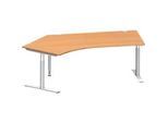Schäfer Shop Genius Winkelschreibtisch MODENA FLEX 135°, T-Fuss-Rundrohr, B 2165 mm, Ansatz links, Buche/weissalu