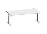 Schäfer Shop Genius Schreibtisch MODENA FLEX, Rechteck, T-Fuss Rechteckrohr, B 2000 x T 1000 x H 650-850 mm, lichtgrau/weissalu