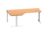 Schäfer Shop Genius Winkelschreibtisch MODENA FLEX 90°, T-Fuss-Rechteckrohr, B 2000 mm, Ansatz links, Buche/weissalu