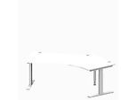 Schäfer Shop Genius Winkelschreibtisch MODENA FLEX 135°, T-Fuss-Rechteckrohr, B 2165 mm, Ansatz rechts, weiss/weissalu