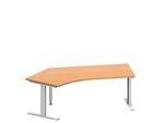 Schäfer Shop Genius Winkelschreibtisch MODENA FLEX 135°, T-Fuss-Rechteckrohr, B 2165 mm, Ansatz links, Buche/weissalu