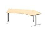 Schäfer Shop Genius Winkelschreibtisch MODENA FLEX 135°, T-Fuss-Rechteckrohr, B 2165 mm, Ansatz rechts, Ahorn/weissalu