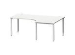 Schäfer Shop Genius Winkelschreibtisch MODENA FLEX 90°, Ansatz rechts, C-Fuss-Rundrohr, B 2000 mm, lichtgrau
