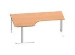 Schäfer Shop Genius Winkelschreibtisch MODENA FLEX 90°, Ansatz links, C-Fuss-Rundrohr, B 2000 mm, buche/weiss
