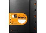 Rhodia ExaBook Notizblock, 80 Blatt, DIN A4+, 90 g/m², Doppelspiralbindung, Trennblätter, Lineal, Innentasche, liniert, mit Rand und Rahmen