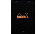 Rhodia Notizblock No.16, DIN A5, 80 Blätter, geheftet, Kartonrücken, 80 g/m², liniert, mit Rand, schwarz