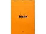 Rhodia Block No.18, 80 Blatt, DIN A4, 80 g/m², Kartoneinband, geheftet, Velinpapier, PEFC®-zertifiziert, liniert, mit Rand, orange