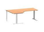 Schäfer Shop Genius Winkelschreibtisch MODENA FLEX 90°, C-Fuss-Rechteckrohr, B 2000 mm, Ansatz links, Buche/weissalu