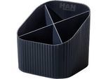Stiftehalter HAN Karma, 4 unterschiedlich hohe Fächer, B 111 x H 105 x T 111 mm, recycelter Kunststoff, schwarz