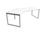Schäfer Shop Genius Winkelschreibtisch MODENA FLEX, 135°, Bügelfuss, Ansatz links, B, B 2165 mm, weiss