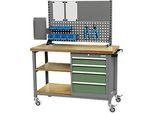 Wandaufbau für Werkbank Bedrunka+Hirth, 2 x Tragsäulen, 1 x Lochwand, 1 x Magnetwand, 1 x A4-Infohalter, B 1000 x H 650 mm, Stahlblech