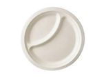 Einwegteller Papstar pure, 2-geteilt, ø 230 mm, 50 Stk., kompostierbar, mikrowellengeeignet, aus Zuckerrohr, weiss