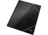 LEITZ® Eckspannmappe WOW, DIN A4, 3 Schutzklappen, schwarz