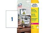 Avery Zweckform Wetterfeste Folienetiketten L4775-20, A4, 20 Etiketten, weiss