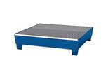 Auffangwanne ASECOS, Stahl, mit Gitterrost u. Staplerschuhen, 200 l Auffangvolumen, B 1210 x T 1240 x H 285 mm, lackiert