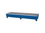 Auffangwanne ASECOS, Stahl, mit Gitterrost u. Staplerschuhen, 400 l Auffangvolumen, B 815 x T 2470 x H 355 mm, lackiert