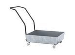 Auffangwanne ASECOS, Stahl, fahrbar, 60 l Auffangvolumen, B 635 x T 810 x H 980 mm, verzinkt
