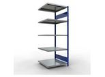 Schulte Lagertechnik Fachbodenregal-Stecksystem MULTIplus 250, Anbauregal, Längenriegel, 2000x750x800 mm, 5 Böden, enzianblau/verzinkt