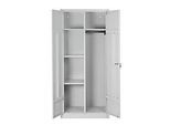 Putzmittelschrank, B 800 mm, 4 Böden, kompl. Mitteltrennwand, abschliessbar, lichtgrau RAL 7035/lichtgrau RAL 7035