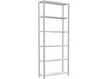 Schulte Lagertechnik Fachbodenregal Stecksystem MultiPlus250, Grundregal, 6 Fachböden, Kreuzstrebe, B 1000 x T 300 x H 2500 mm, Lichtgrau RAL 7035
