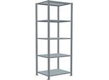 Schulte Lagertechnik Fachbodenregal Stecksystem MultiPlus250, Grundregal, 5 Fachböden, Kreuzstrebe, B 750 x T 600 x H 2000 mm, silbergrau/verzinkt