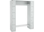 Schäfer Shop Select Schliessfachgarderobe, mit Hutablage & Kleiderstange, 2 x 5 Fächer, B 1735 x T 500 x H 1950 mm, lichtgrau/lichtgrau