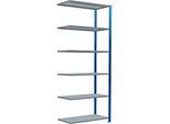 Schulte Lagertechnik Fachbodenregal Stecksystem MultiPlus250, Anbauregal, 6 Fachböden, Kreuzstrebe, B 1000 x T 500 x H 2500 mm, Enzianblau RAL 5010