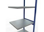 Schulte Lagertechnik Fachbodenregal-Stecksystem MULTIplus 250, Anbauregal, Längenriegel, 3000x750x600 mm, 7 Böden, enzianblau/verzinkt