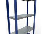Schulte Lagertechnik Fachbodenregal-Stecksystem MULTIplus 250, Grundregal, Längenriegel, 2000x750x300 mm, 5 Böden, enzianblau/verzinkt