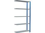 Schulte Lagertechnik Fachbodenregal Stecksystem MultiPlus250, Anbauregal, 5 Fachböden, Kreuzstrebe, B 1000 x T 300 x H 2000 mm, Enzianblau RAL 5010