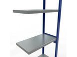 Schulte Lagertechnik Fachbodenregal-Stecksystem MULTIplus 250, Anbauregal, Längenriegel, 3000x750x400 mm, 7 Böden, enzianblau/verzinkt