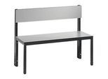 Sitzbank Basic Plus, 1-seitig, Rückenlehne, ohne Schuhrost, 4-Fussgestell schwarzgrau RAL 7021, B 1000 mm, Dekor silbergrau