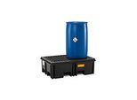 PE-Palettenauffangwanne CEMO 220/2 für 1 Europalette, L 1230 x B 830 x H 390 mm, 220 l, für 2 x 200 l Fässer, PE-Gitterrost