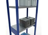 Schulte Lagertechnik Fachbodenregal-Stecksystem MULTIplus 250, Grundregal, Längenriegel, 3000x750x400 mm, 7 Böden, enzianblau/verzinkt