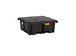 PE-Auffangwanne CEMO 400/4, mit 4 PE-Gitterrosten, B 1290 x T 1290 x H 500 mm, 400 l, für 4 x 200 l Fässer, bis 1200 kg