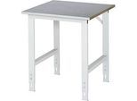 Rau Arbeitstisch Tom, manuell höhenverstellbar, 25 mm MDF-Platte mit Stahlblechbelag, bis 500 kg, B 750 x T 800 x H 760-1080 mm, silber/lichtgrau